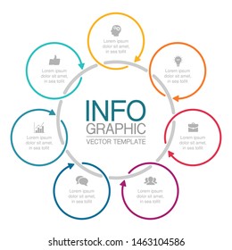 Vector circular infographic diagram, template for business, presentations, web design, 7 options.