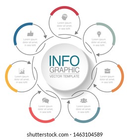 Vector circular infographic diagram, template for business, presentations, web design, 7 options.