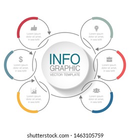 Vector circular infographic diagram, template for business, presentations, web design, 6 options.