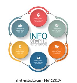 Vector circular infographic diagram, template for business, presentations, web design, 6 options.