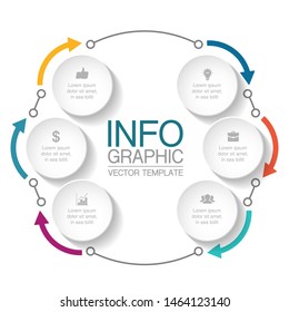 Vector circular infographic diagram, template for business, presentations, web design, 6 options.