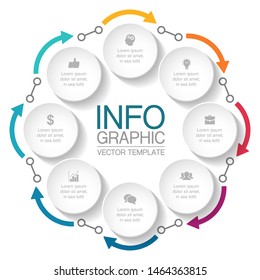 Vector circular infographic diagram, template for business, presentations, web design, 8 options.