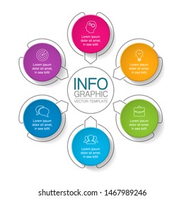 Vector circular infographic diagram, template for business, presentations, web design, 6 options.