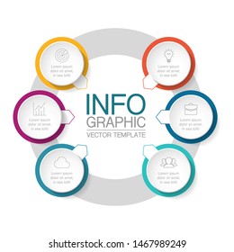 Vector circular infographic diagram, template for business, presentations, web design, 6 options.