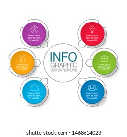 Vector circular infographic diagram, template for business, presentations, web design, 6 options.
