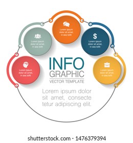 Vector circular infographic diagram, template for business, presentations, web design, 5 options.
