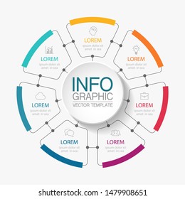 Vector Circular Infographic Diagram, Template For Business, Presentations, Web Design, 7 Options.