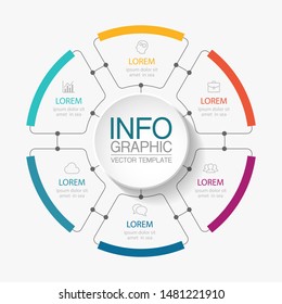 Vector circular infographic diagram, template for business, presentations, web design, 6 options.