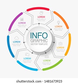 Vector circular infographic diagram, template for business, presentations, web design, 7 options.