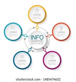 Vector circular infographic diagram, template for business, presentations, web design, 5 options.