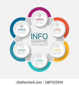 Vector circular infographic diagram, template for business, presentations, web design,6  options.