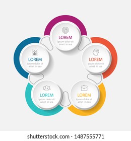 Vektorkreisfografik-Diagramm, Vorlage für Unternehmen, Präsentationen, Webdesign, 5 Optionen.