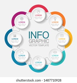 Vector circular infographic diagram, template for business, presentations, web design, 8 options.