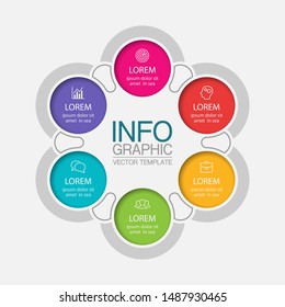 Vector circular infographic diagram, template for business, presentations, web design, 6 options.