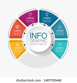 Vector circular infographic diagram, template for business, presentations, web design, 6 options.