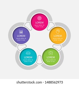 Vector circular infographic diagram, template for business, presentations, web design, 5 options.