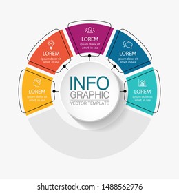 Vector circular infographic diagram, template for business, presentations, web design, 5 options.