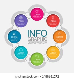 Vector circular infographic diagram, template for business, presentations, web design, 8 options.