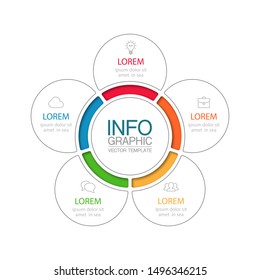 Vector circular infographic diagram, template for business, presentations, web design,5  options.