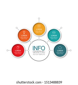 Vector circular infographic diagram, template for business, presentations, web design, 5 options.