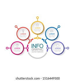 Vector circular infographic diagram, template for business, presentations, web design, 5 options.