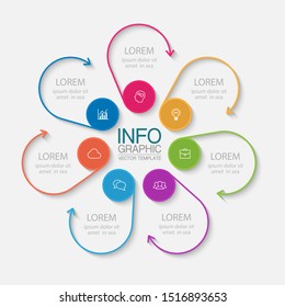 Vector circular infographic diagram, template for business, presentations, web design, 7 options.