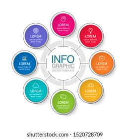 Vector circular infographic diagram, template for business, presentations, web design, 8 options.