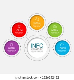 Vector circular infographic diagram, template for business, presentations, web design, 5 options.