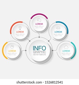 Vector circular infographic diagram, template for business, presentations, web design, 5 options.