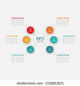 Vector circular infographic diagram, template for business, presentations, web design, 6 options.