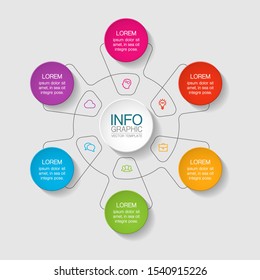 Vector circular infographic diagram, template for business, presentations, web design, 6 options.