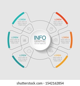 Vector circular infographic diagram, template for business, presentations, web design, 6 options.