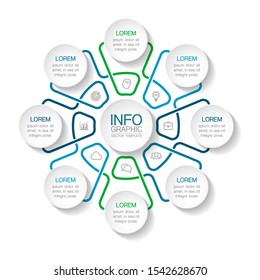 Diagrama de infografía circular vectorial, plantilla para negocios, presentaciones, diseño web, 8 opciones.