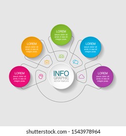 Vector circular infographic diagram, template for business, presentations, web design, 5 options.