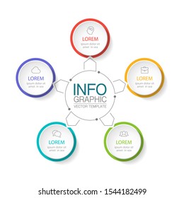 Vector circular infographic diagram, template for business, presentations, web design, 5 options.