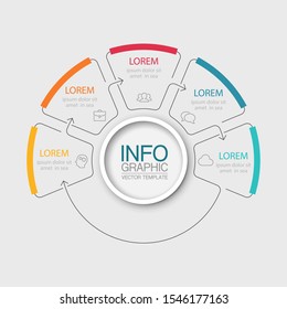 Diagrama de infografía circular de Vector, Plantilla para negocios, presentaciones, Diseño web, 5 opciones.