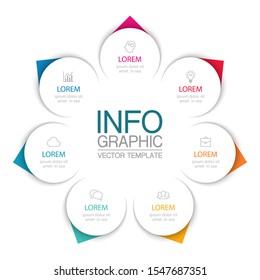 Vector circular infographic diagram, template for business, presentations, web design, 7 options.