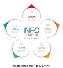 Vector circular infographic diagram, template for business, presentations, web design, 5 options.