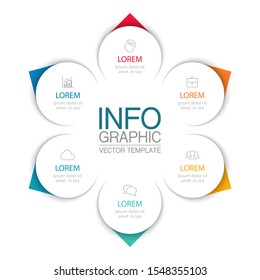 Vector circular infographic diagram, template for business, presentations, web design, 6 options.