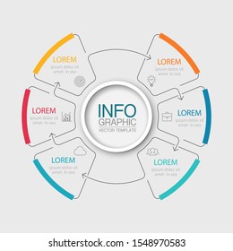 Vector circular infographic diagram, template for business, presentations, web design, 6 options.