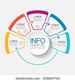 Vector circular infographic diagram, template for business, presentations, web design, 5 options.