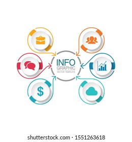 Vector circular infographic diagram, template for business, presentations, web design, 6 options.