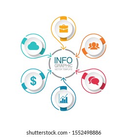 Vector circular infographic diagram, template for business, presentations, web design,  6 options.