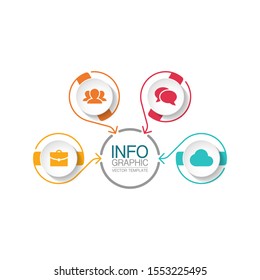 Diagrama de infografía circular vectorial, plantilla para negocios, presentaciones, diseño web, 4 opciones.
