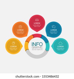 Vector circular infographic diagram, template for business, presentations, web design, 5 options.
