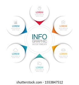 Vector circular infographic diagram, template for business, presentations, web design, 6 options.