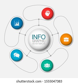 Vector circular infographic diagram, template for business, presentations, web design, 5 options.