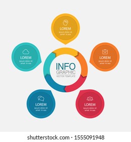 Vector circular infographic diagram, template for business, presentations, web design, 5 options.