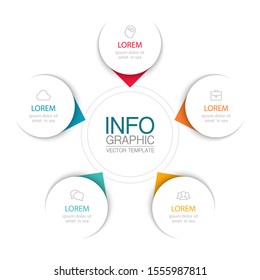 Vector circular infographic diagram, template for business, presentations, web design, 5 options.