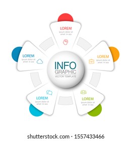 Diagrama de infografía circular vectorial, plantilla para negocios, presentaciones, diseño web, 5 opciones.